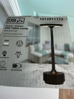 New DSI Matte Black LED cordless rechargeable Table Lamp - Indoor/Outdoor